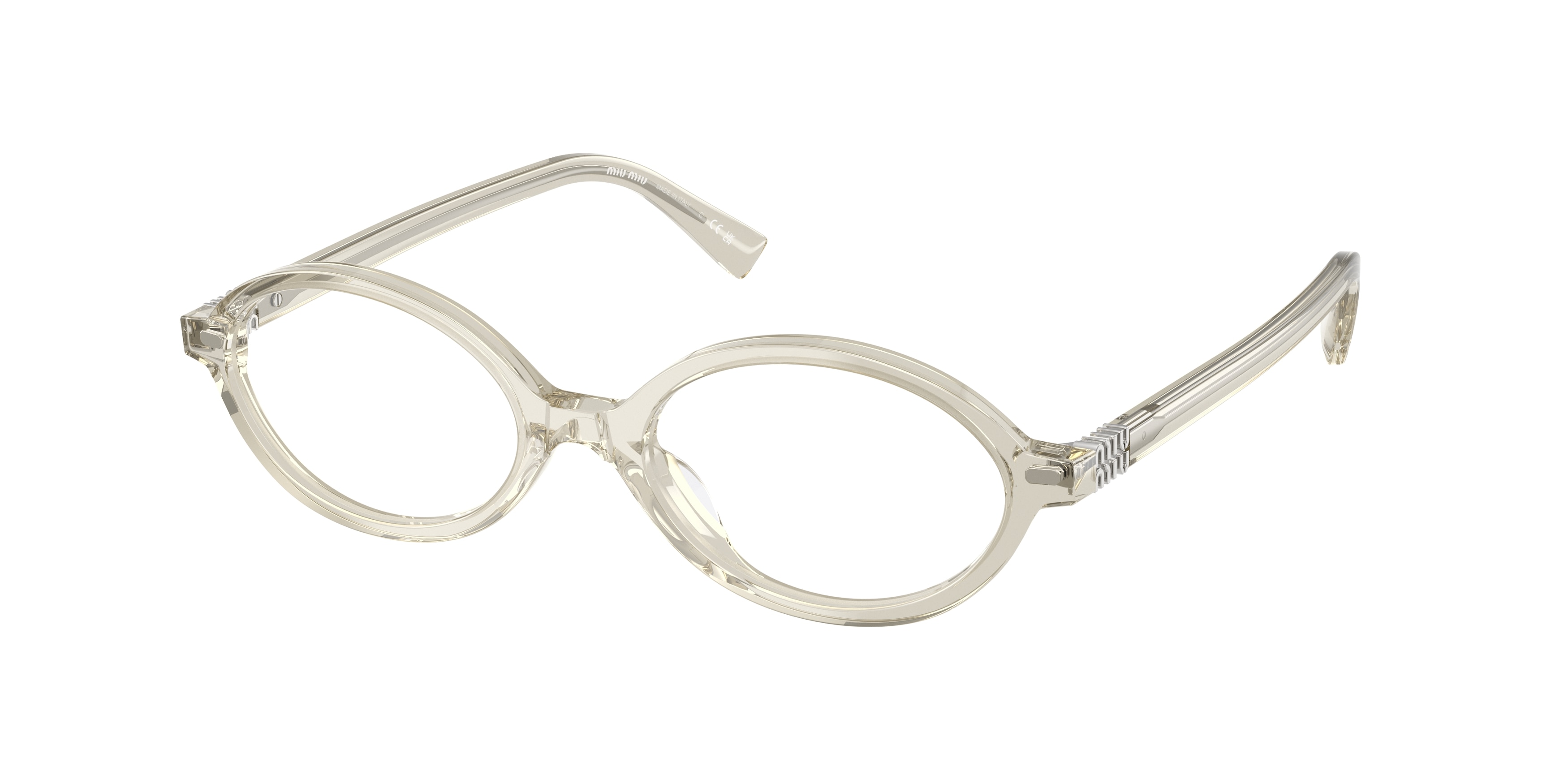 Miu Miu Damen Mu 01XV 12U1O1 Optische Fassungen Acetat Grau Transparent Rund Normal-image